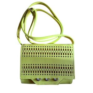Stella and Dot Crossbody Clutch Handbag Purse Yellow Sidekick Cutout Eyelet